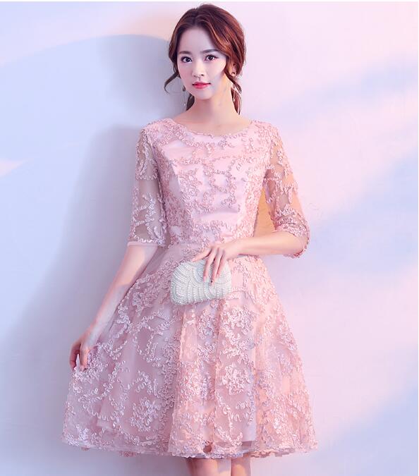 ショートドレス 結婚式ワンピース 花嫁 パーティドレス 二次会 成人式 忘年会 披露宴 お呼ばれドレス 袖あり レース フォーマルの通販はau Pay マーケット エルアールショップ