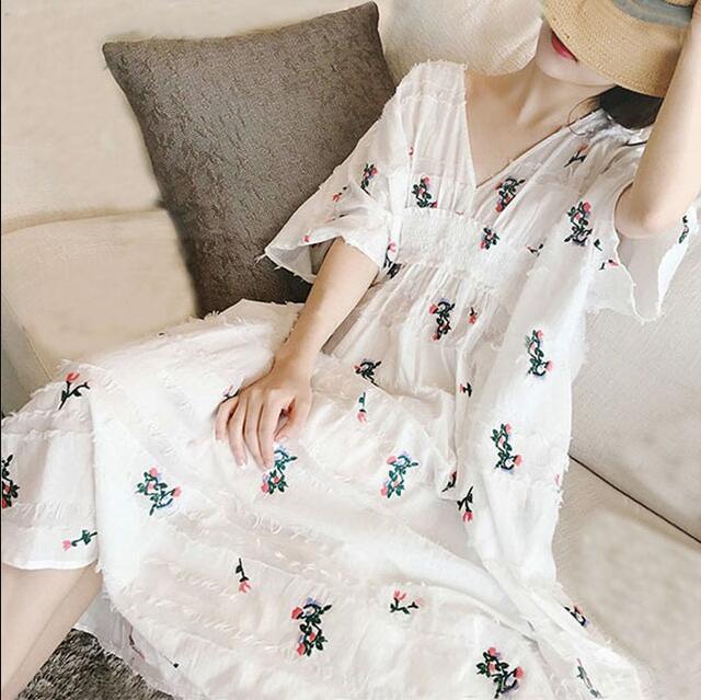 刺繍 花柄 Vネック マタニティーワンピース 韓国風 レディース ワンピース 通勤 Ol オフィス シンプル フォーマル 旅行 女性 素敵 ミディの通販はau Pay マーケット エルアールショップ