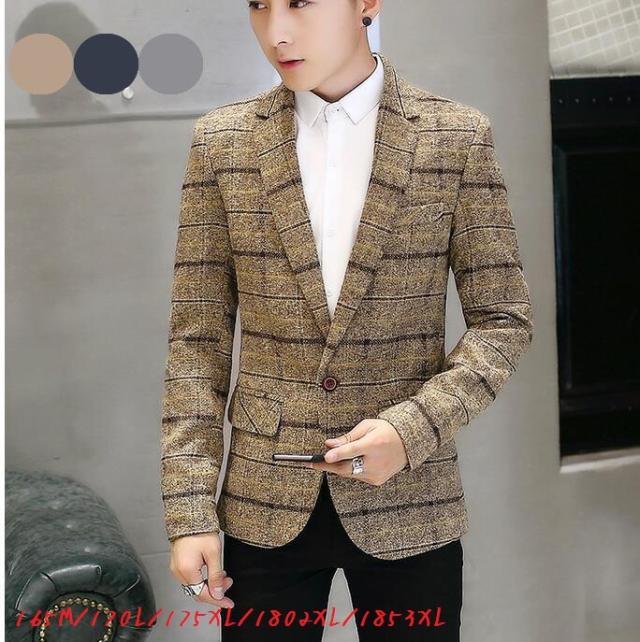 チェック柄 メンズテーラードジャケット 防寒着 大きいサイズ カジュアルコート 秋冬春着 シングルジャケット アウターコートの通販はau Pay マーケット エルアールショップ