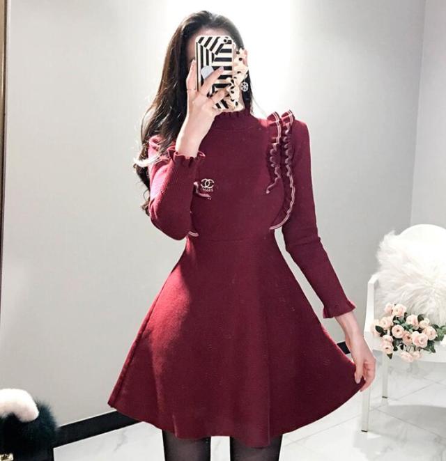 長袖ミディアムワンピース パーディードレス ミモレドレス ナイトドレス Ol 通勤 同窓会 卒園式 Aラインドレス ニットワンピースの通販はau Wowma エルアールショップ