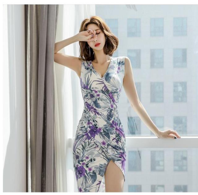 Vネック One Piece セクシー ひざ丈ワンピース パーディードレス ナイトドレス Ol 通勤 同窓会 卒園式 結婚式 ミモレドレス 花柄ワンピの通販はau Pay マーケット エルアールショップ