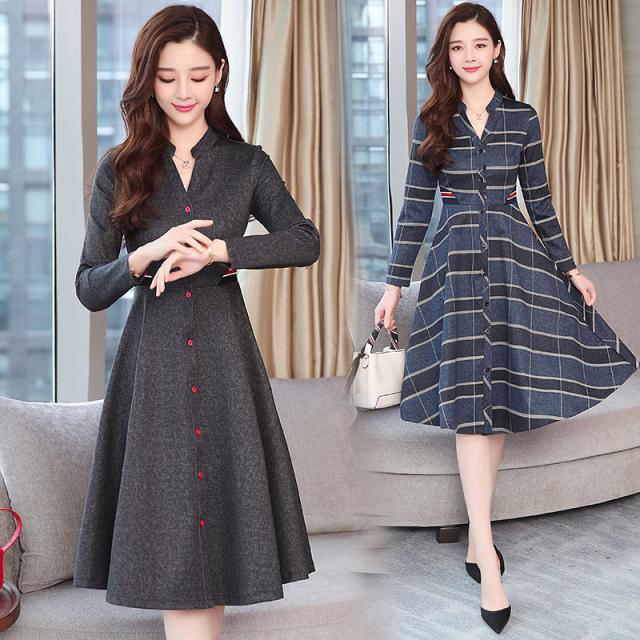 ワンピース チェック柄 ひざ丈 人気 通勤 かわいい Aライン 膝下丈 秋 春 2xl 3xl 大きいサイズ グレー チェック ブルー 2396の通販はau Pay マーケット Ever Sweet Girl