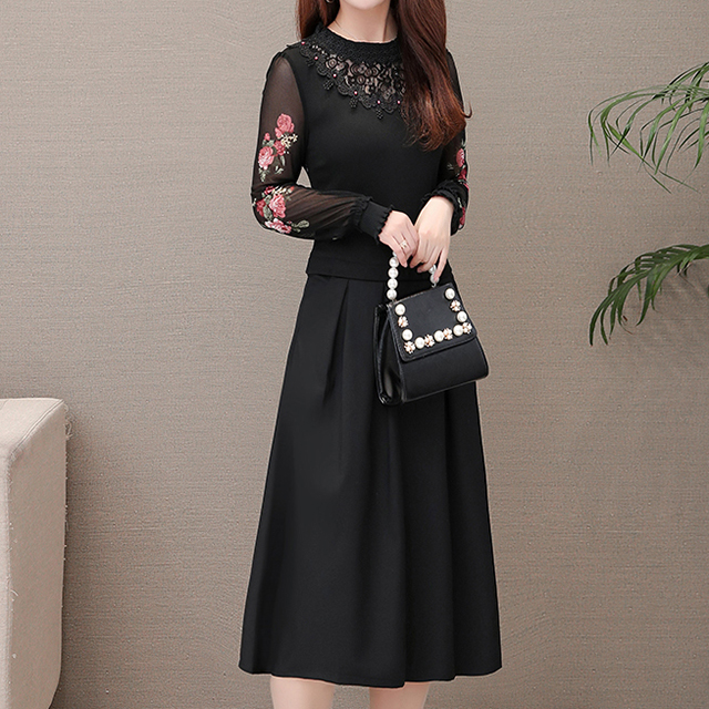 ワンピース 花柄 レース レトロ ひざ下丈 黒 春 秋 冬 大きいサイズ 2 5xl 2953の通販はau Pay マーケット ｓｗｅｅｔ ｇｉｒｌ ｆａｓｈｉｏｎ