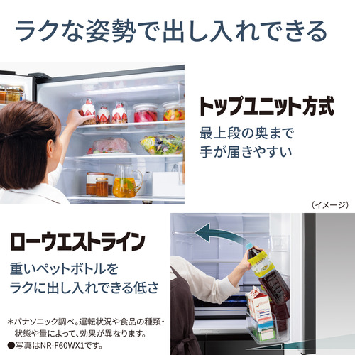 パナソニック 冷蔵庫 450L 右開き 5ドア 幅60cm パーシャル半解凍 