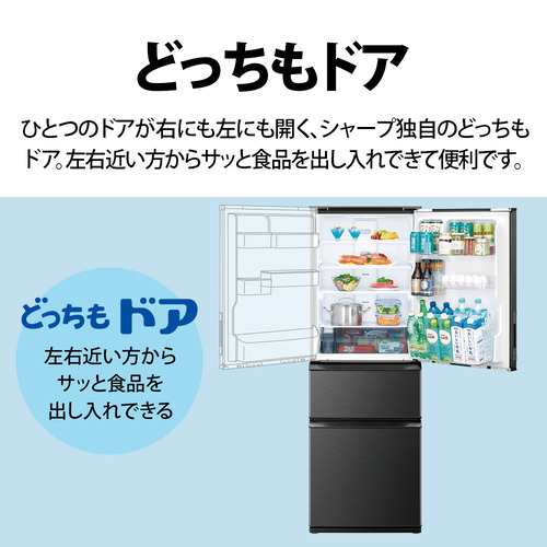 【無料長期保証】シャープ SJ-PW37P-W プラズマクラスター冷蔵庫 両開き 3ドア 374L シルキーマットオフホワイトの通販は