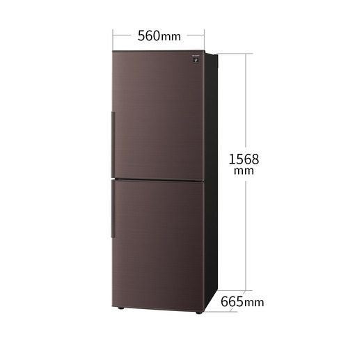 シャープ 冷蔵庫 280L 右開き 2ドア 幅56cm 4段ケース冷凍室 プラズマ