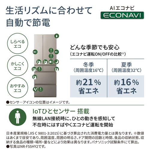 無料長期保証】パナソニック 冷蔵庫 551L 観音開き 6ドア 幅65cm