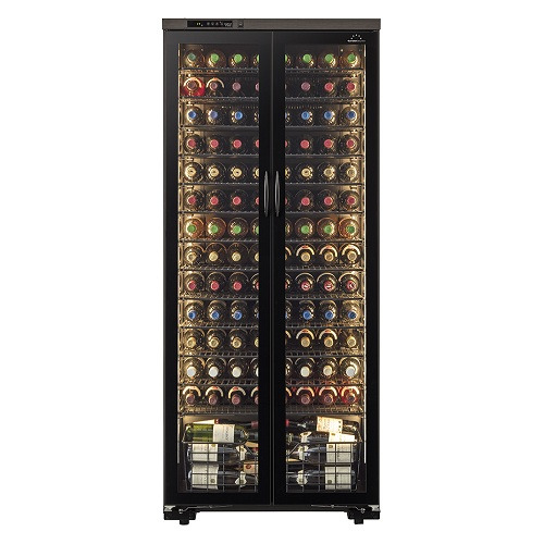 フォルスタージャパン ST-409FG2(WK) ロングフレッシュ 日本製 120本収納 観音開き 傾斜ラック 新冷媒 25年モデル  ウッドブラック