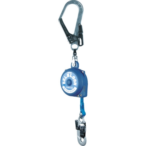 TSUYORON ベルト巻取式墜落防止器具 ベルブロック ショックアブソーバなし ベルト幅18mm×長さ3.5m 上部大径フック 引寄せロープ付 BB-35-SN-90ST-BX