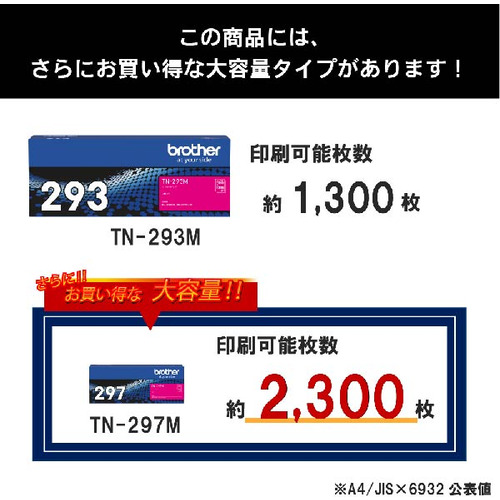 トナーカートリッジ ブラザー 純正 トナー TN-293M 純正トナー マゼンタ