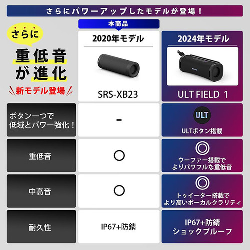 ソニー SRS-XB23 B ワイヤレスポータブルスピーカー 黒いこと