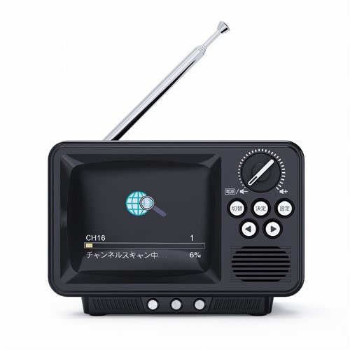 WINTECH TVR-RT1 K 2.8インチ ワンセグテレビ レトロデザイン ラジオも聴ける ワイドFM対応 ブラック