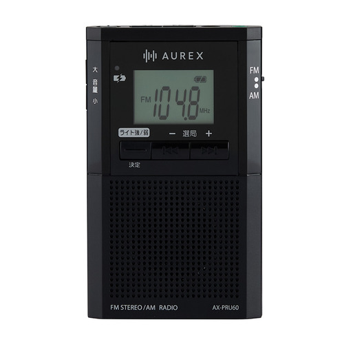 東芝 AX-PRU60(K) ポケットラジオ デカ文字表示液晶パネル搭載 USB充電対応 LEDライト付 ブラック