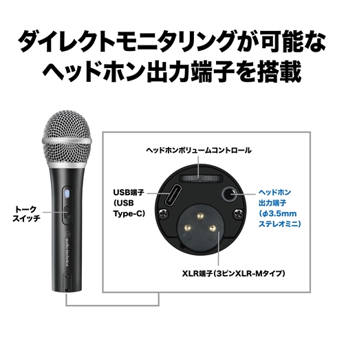 オーディオテクニカ ATR2100x-USB USB／XLR マイクロホン_6