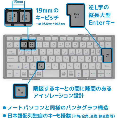 MOBO AM-K2TF83J／BKG Bluetooth(R)キーボード MOBO Keyboard 2 ブラック・グレー_7