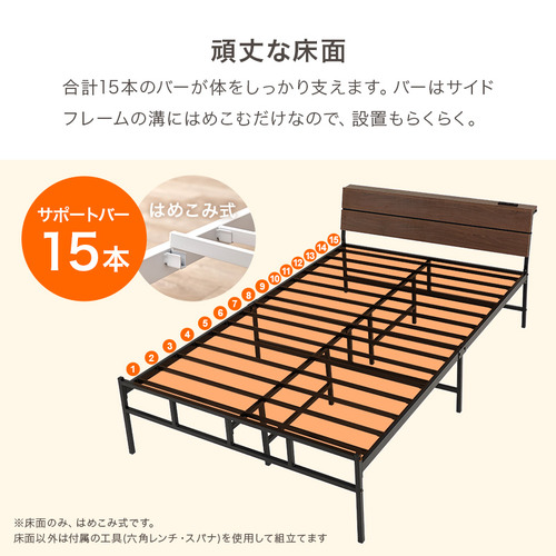 萩原 KH-3074SDMGY3302 マットレス付セミダブルベッド グレー_7