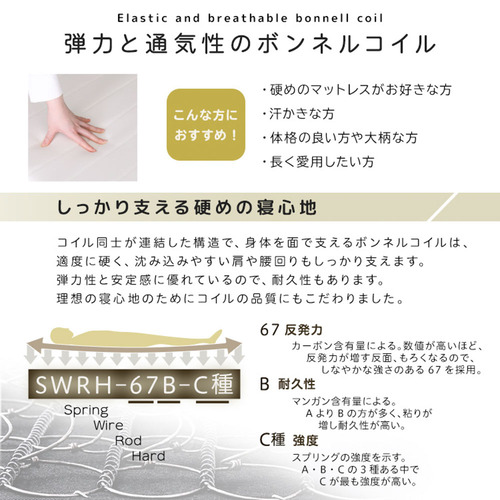 ホームテイスト CRM-01S--WH 脚付きボンネルコイルロールマットレス【SPINNAM-スピンナムー】 シングルサイズ ホワイト_5