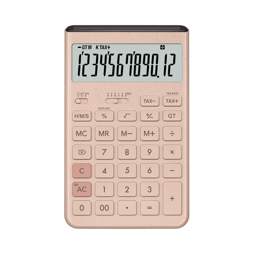 カシオ計算機 JT-200T-PK-N デザイン電卓 Comfy 開閉式スタンド付 グレイッシュピンク