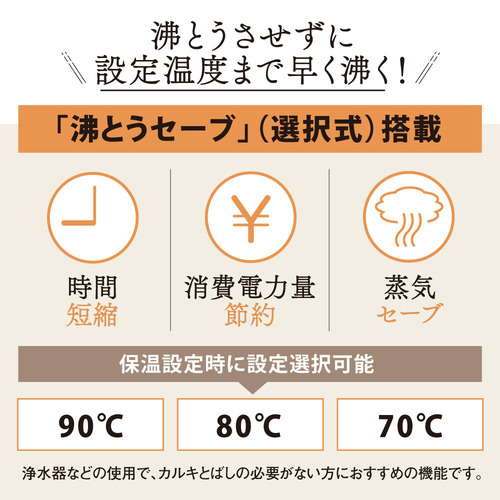 象印マホービン CV-TF30-WA VE電気まほうびん 優湯生 蒸気セーブ機能搭載 3.0L ホワイト