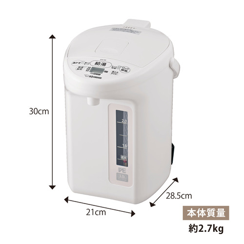 象印マホービン CV-TF30-WA VE電気まほうびん 優湯生 蒸気セーブ機能搭載 3.0L ホワイト