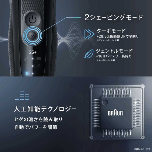 ブラウン 53N52000S 電気シェーバー シリーズ5+ 防水設計 充電式 コードレス ディープキャッチ網刃 3枚刃 ブラック_7