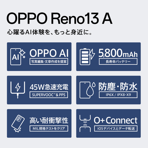OPPO CPH2699 IB IB OPPO Reno13 A SIMフリースマートフォン アイスブルー_3