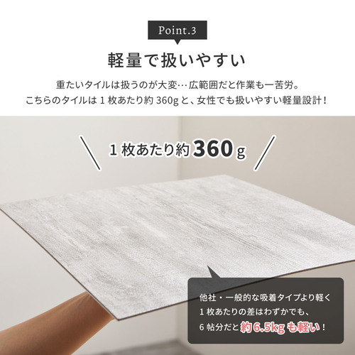 萩原 貼ってはがせる ストーン調フロアタイル 120枚組 6畳 ストーンホワイト_4