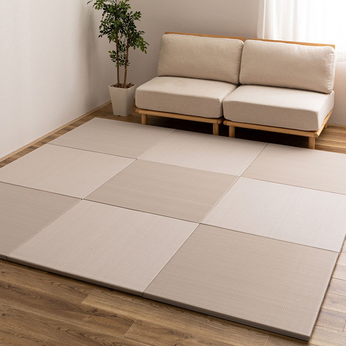 萩原 【9枚組】い草風置き畳 おぼろ 約82×82×2.5cm グレー