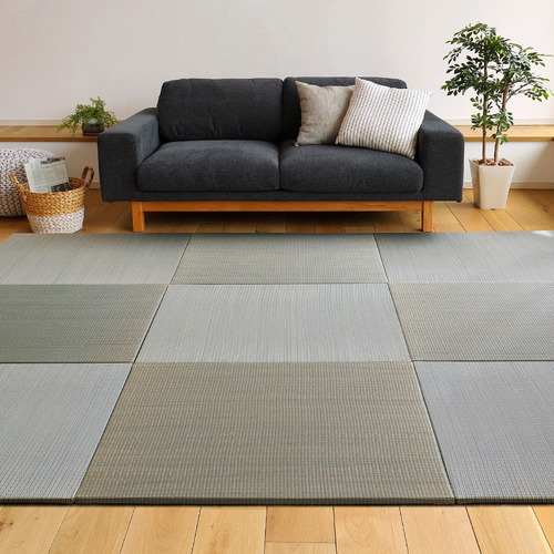 萩原 【6枚組】置き畳フラッタ 四季 約82×82×1.5cm ブルー