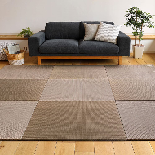 萩原 【6枚組】置き畳フラッタ 四季 約82×82×1.5cm ブラウン