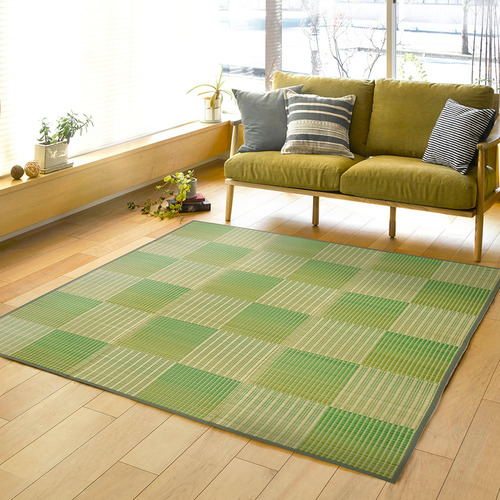 萩原 ふっくらい草ラグ クレパス 12mmウレタン 約240×300cm グリーン