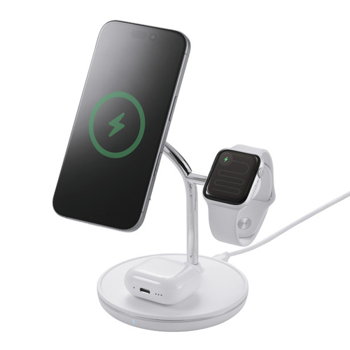 エレコム W-MS07WH ワイヤレス充電器 15W出力 3in1 iPhone ／ AirPods ／ Apple Watch 同時充電 ホワイト