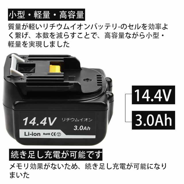 ☆未使用品 2個セット☆makita マキタ 14.4V 3.0Ah 純正 リチウムイオンバッテリー BL1430B 残量確認付き リチウムイオン電池 80022