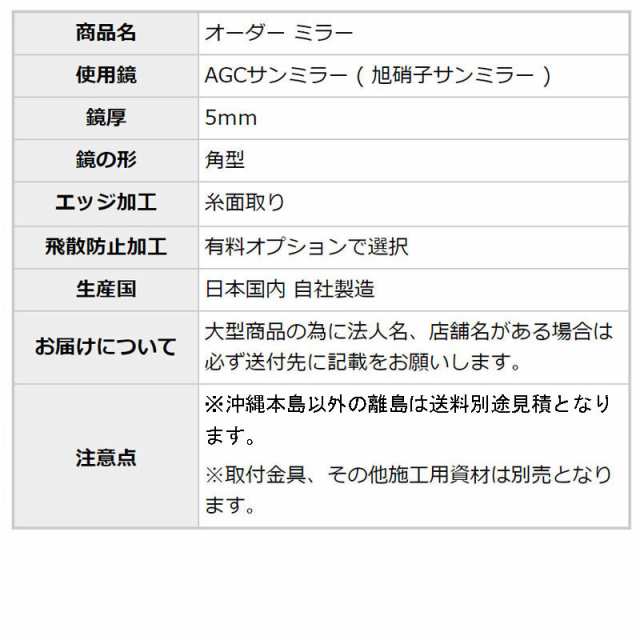 全身鏡 姿見 壁掛け 玄関 大きいサイズ オーダーミラー 日本製 ガラス