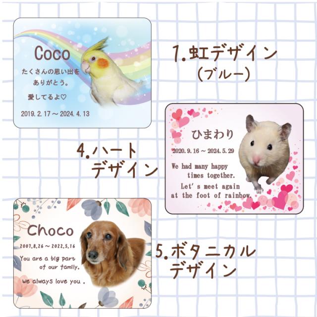 ペット位牌 アクリル スクエア アクリル台座 マグネット 付き フルカラープリント 写真入り 虹 かわいい ペット仏具 選べる5デザイン_2
