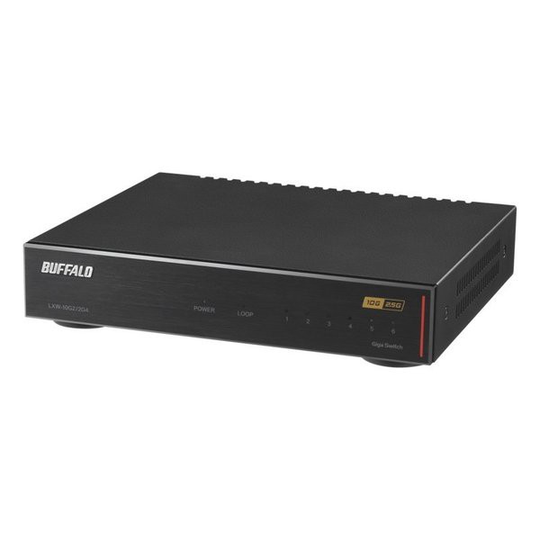 BUFFALO バッファロー 10Gbps2ポート/2.25Gbps4ポート対応 スイッチングハブ LXW10G22G4 (2494634) 送料無料