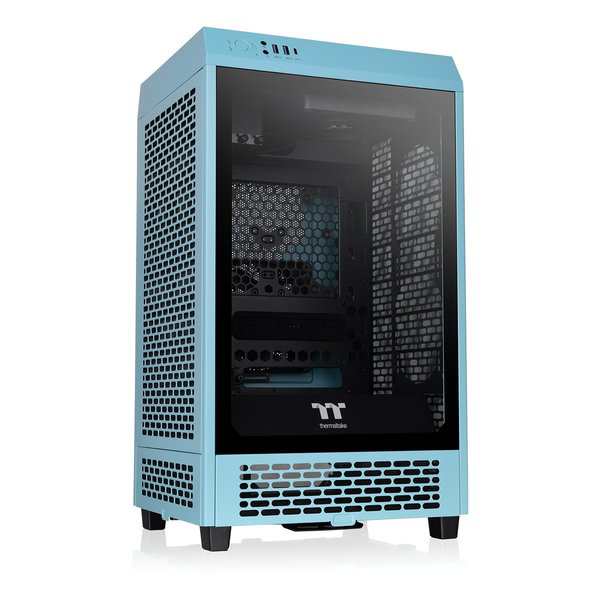 Thermaltake サーマルテイク The Tower 200 Turquoise MiniITXケース ターコイズ CA-1X9-00SBWN-00 (2578543) 代引不可 送料無料