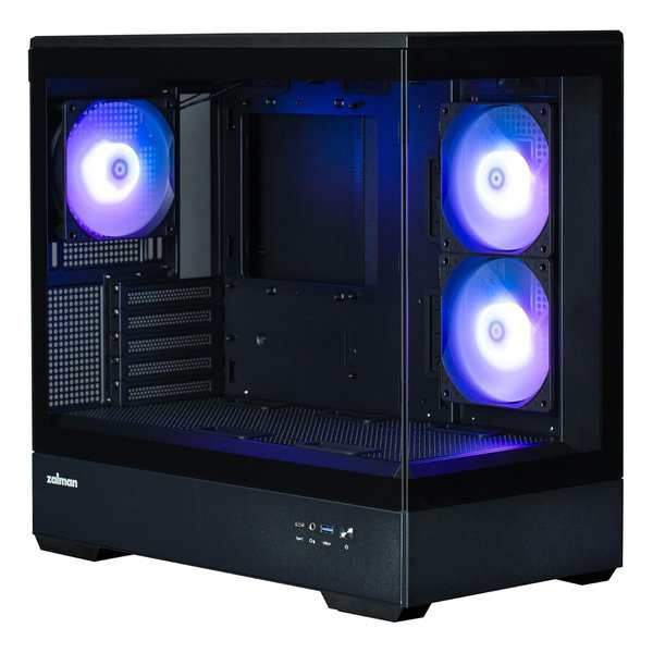 ZALMAN ザルマン ミニタワーPCケース ピラーレス＋強化ガラス構造 ショーケース Micro-ATX ブラック P30 BLACK (2584866) 送料無料