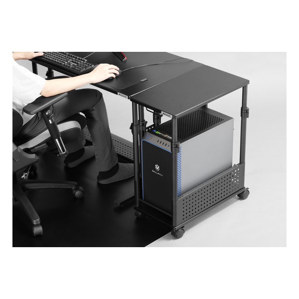 Bauhutte( バウヒュッテ ) 昇降式 L字デスク スタンダード パソコンラック pcラック ( 幅 32 × 奥行 67 高さ57~ : Bauhutte (バウヒュッテ) 昇降式 L字デスク ミドル