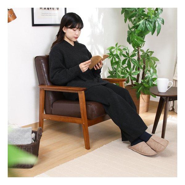 不二貿易 フジボウエキバイキャストPUソファ ミート 1人掛け/ライトブラウン 71731(2653263)代引不可