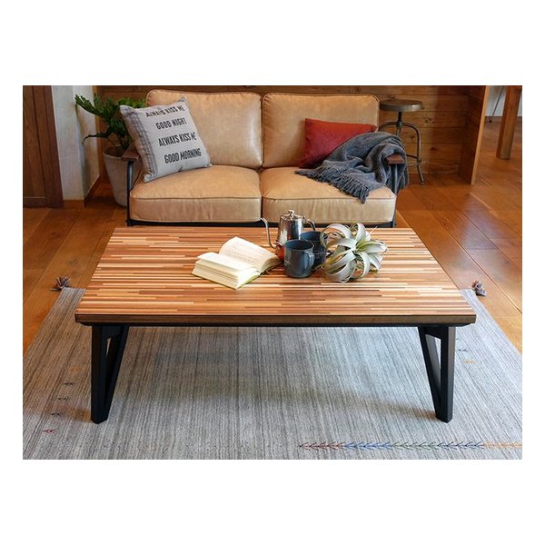 萩原 ハギハラリビングコタツ 150×80cm ブラウン 寄木細工調 ルーン