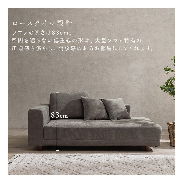 萩原 ハギハラソファ エルマR2.5P 幅184×奥行93×高さ83/77×座面高41/35cm/ダークグレー エルマR2.5P-DGY(2624250)代引不可_5
