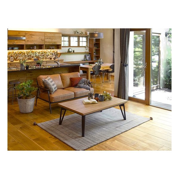 萩原 ハギハラリビングコタツ 120×75cm ナチュラル 寄木細工調 ルーン