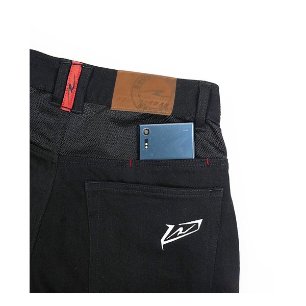 ROUGH&ROAD ラフアンドロードハーフメッシュストレッチデニムパンツLF ブラック MWサイズ 30-36 RR7509LFBKMW#(2451156)送料無料