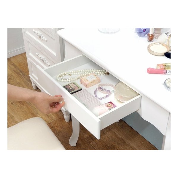 萩原 ハギハラドレッサーデスク＆スツールセット ホワイト 幅70cm オーバルミラータイプ MD-6567WH(2518990)代引不可_11