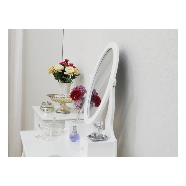萩原 ハギハラドレッサーデスク＆スツールセット ホワイト 幅70cm オーバルミラータイプ MD-6567WH(2518990)代引不可_14