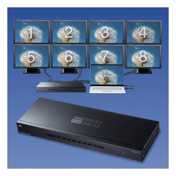 SANWA SUPPLY サンワサプライ4K/60Hz・HDR対応HDMI分配器 8分配 VGA-HDRSP8(2663680)代引不可 送料無料_2