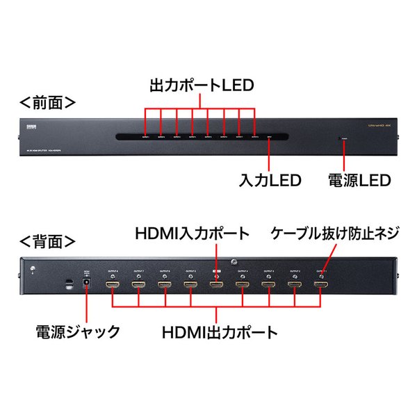 SANWA SUPPLY サンワサプライ4K/60Hz・HDR対応HDMI分配器 8分配 VGA-HDRSP8(2663680)代引不可 送料無料_9