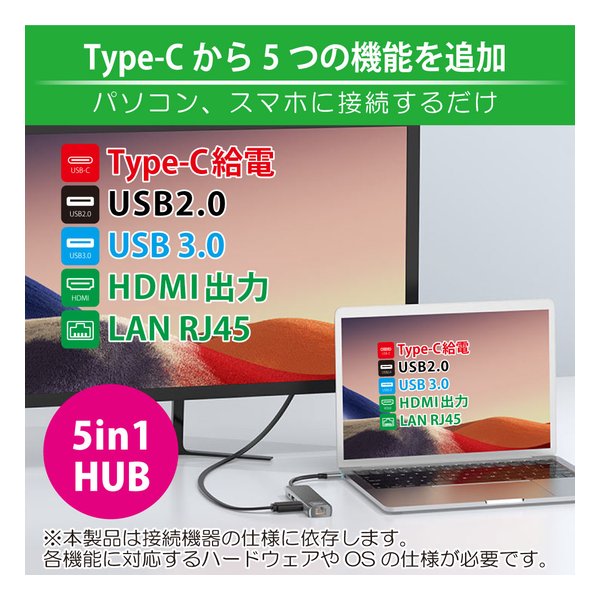 日本トラストテクノロジー ニホントランステクノロジHB23 Type-C 5 in 1 HUB HB23-TC51HUB(2614900)送料無料_2