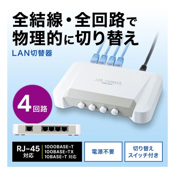 SANWA SUPPLY サンワサプライLAN切替器 4回路 SW-LAN41(2324680)代引不可 送料無料